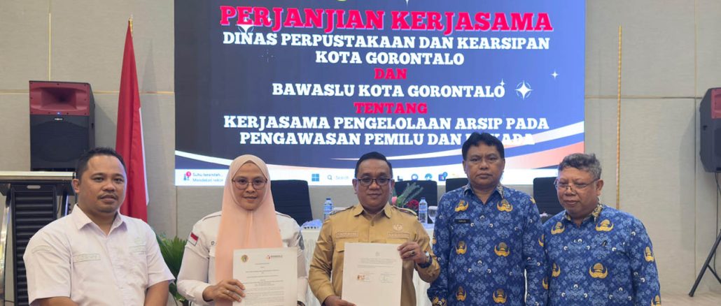 Bawaslu Teken MoU dengan Dinas Perpustakaan & Kearsipan Kota Gorontalo bertempat di Hotel Yulia Kota Gorontalo pada Rabu (17/7/2024)