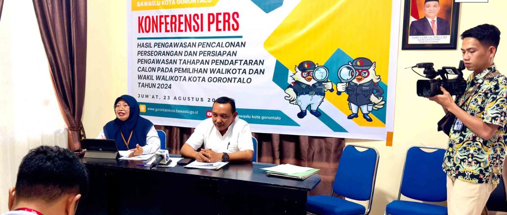 Bawaslu Kota Gorontalo gelar konferensi pers bertempat di Kantor Bawaslu Kota Gorontalo pada Jumat (23/8/2024).