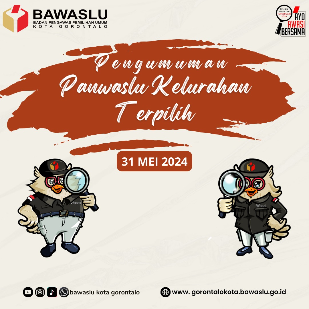 PENGUMUMAN PANWAS KELURAHAN TERPILIH SE-KOTA GORONTALO DALAM PEMILIHAN SERENTAK TAHUN 2024