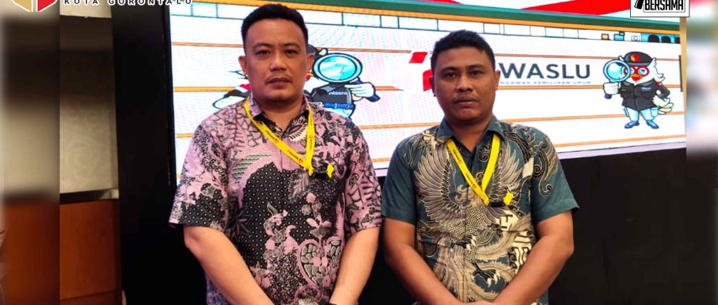 staf pelaksana secretariat Bawaslu Kota Gorontalo Bobby Saipi dan Rofiudin Jr. Tilome hadiri rapat koordinasi pengelolaan data pengawas Pemilu Ad Hoc pada Pemilu serentak 2024 bertempat di Hotel Grand Sahid Jakarta, Senin (12/8/2024).