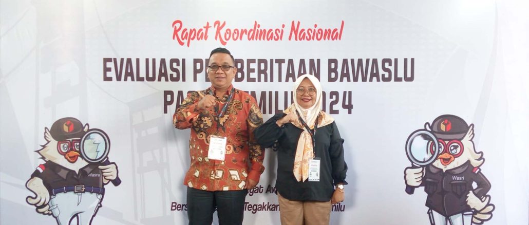 Ketua dan Anggota Bawaslu Kota Gorontalo Sukrin Saleh Taib dan Herlina Antu hadiri kegiatan Rapat Koordinasi Nasional evaluasi pemberitaan Bawaslu pasca pemilu 2024 yang diselenggarakan oleh Bawaslu RI pada tanggal 7 sampai tanggal 9 Agustus 2024 di Palembang