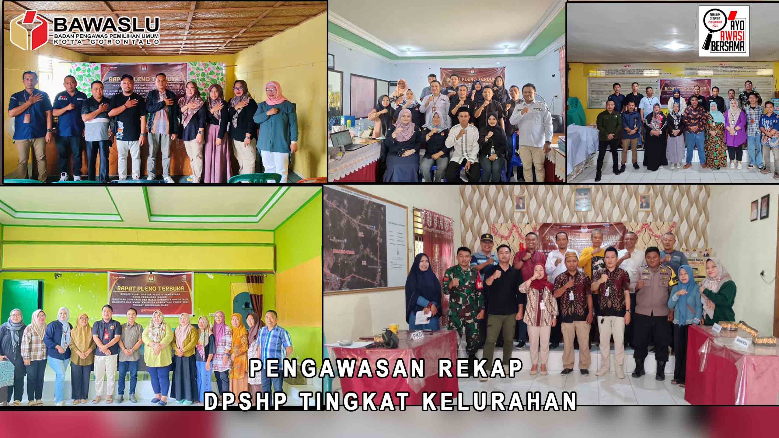 Jajaran Pengawas ad hoc se-Kota Gorontalo saat melakukan pengawasan tahapan rekapitulasi DPSHP tingkat kelurahan, Sabtu (7/9/2024)