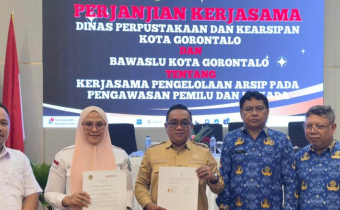 Bawaslu Teken MoU dengan Dinas Perpustakaan & Kearsipan Kota Gorontalo bertempat di Hotel Yulia Kota Gorontalo pada Rabu (17/7/2024)