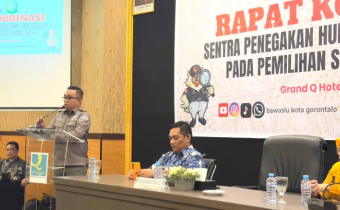 Bawaslu Kota Gorontalo Sentra Gakkumdu Kota Gorontalo gelar rapat koordinasi . Bertempat di Grand-Q Hotel Kota Gorontalo pada Minggu (28/7/2024)