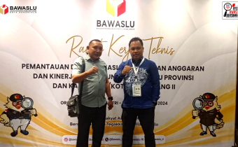 Anggota Bawaslu Kota Gorontalo Erman Katili dan koordinator secretariat Bawaslu Kota Gorontalo Berny Pakaja hadiri rapat kerja teknis pemantauan dan evaluasi pelaksanaan anggaran an kinerja di lingkungan Bawaslu Provinsi dan Bawaslu Kabupaten/Kota Gelombang II bertempat di Orchadz Hotel Industri, (11/9/2024)