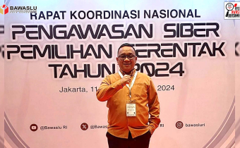Ketua Bawaslu Kota Gorontalo Sukrin Saleh Taib hadiri rapat koordinasi Nasional pengawasan Siber Pemilihan Serentak 2024 bertempat di Hotel Mercure Kemayoran Jakarta, (11/9/2024)