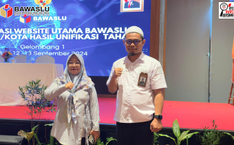 Anggota Bawaslu Kota Gorontalo Herlina Antu dan staf Sekretariat Agus Laingo hadiri sosialisasi website Utama Bawaslu kabupaten/Kota hasil unifikasi tahap II gelombang 1 bertempat di Harris Hotel & Residences Sunset road Kota Denpasar Bali, Kamis (12/9/2024)